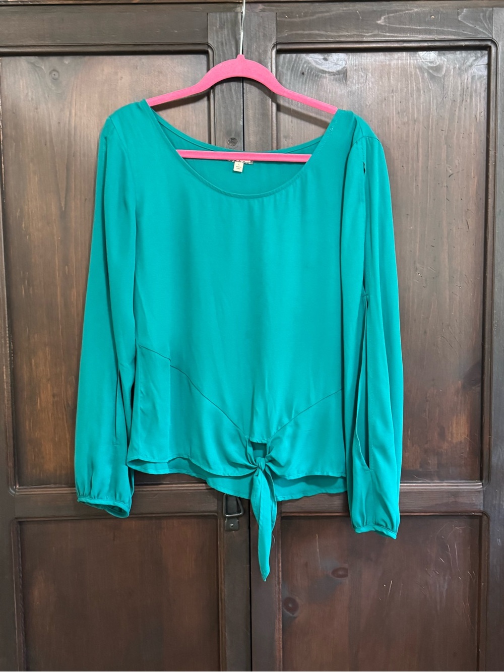 Eyeshadow brand Teal Tie-Front Long Sleeve Women's Top size Large